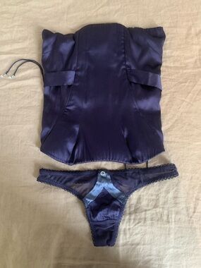 Elle Macpherson Silk Strapless Bustier & Thong Set